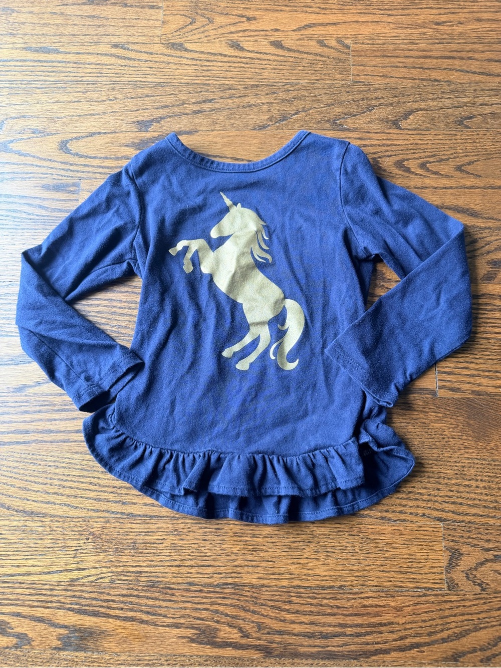 🍭6/$30 Garanimals Navy Blue and Gold Long Sleeve Ruffle Shirt - 4T